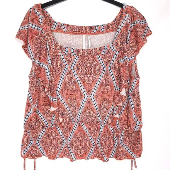 ANTHROPOLOGIE 2pc Set LARGE Loungewear‎ Top Ruffle Smocked Shorts Pajama